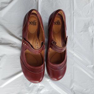 Sofft Women's Burgundy Leather Mary Jane Shoes - 10M